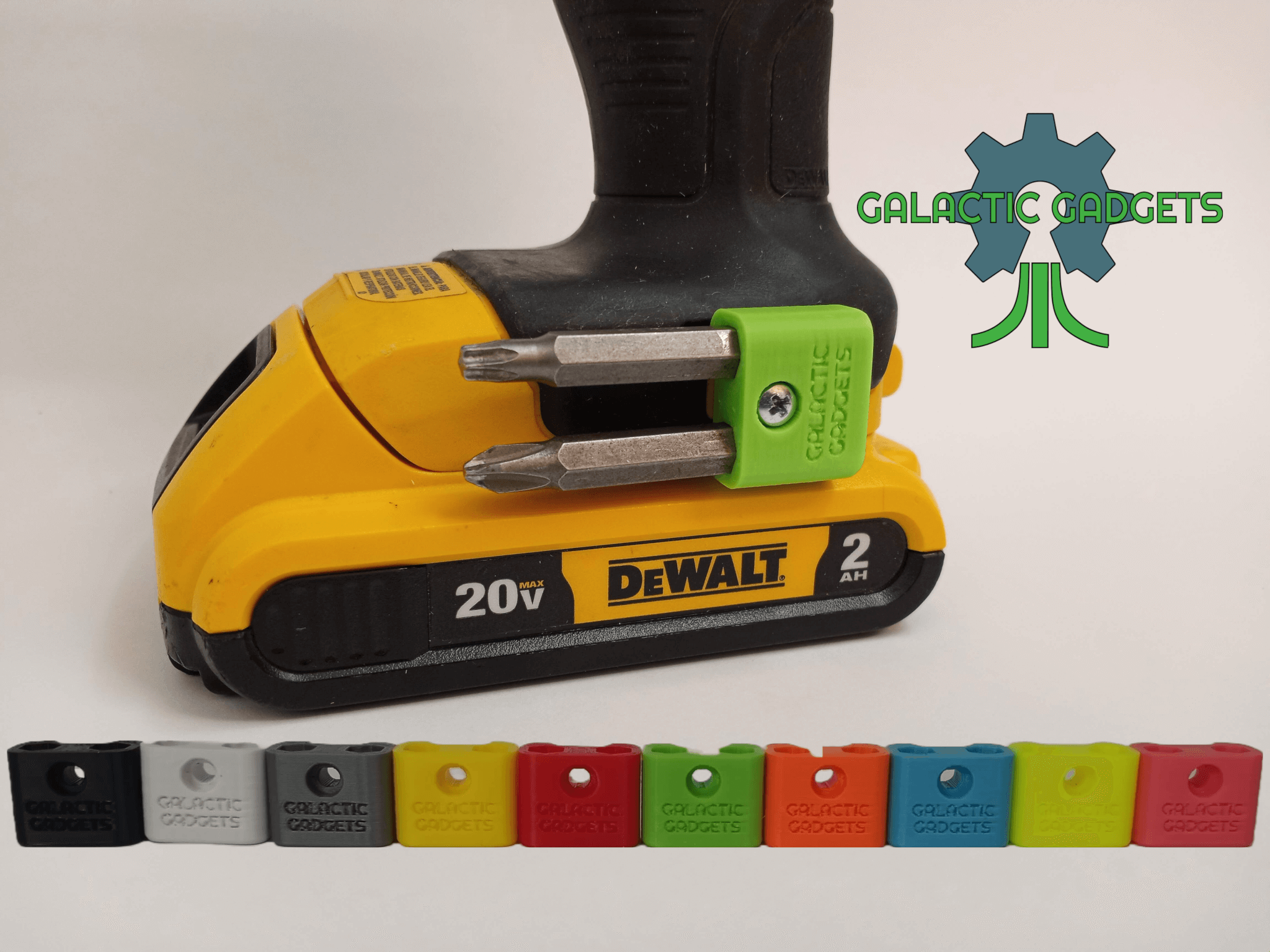 MAGNETIC Bit Holder for DEWALT 20V Drill or Craftsman V20 Drill - Side Mounted - Strong Magnets - Low Profile Design - Galactic Gadgets