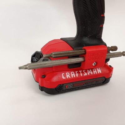 Side Mount MAGNETIC Bit Holder for Dewalt 20V or Craftsman V20 Drill or Driver - 2 Slot Pass Thru (Yellow) - Galactic Gadgets