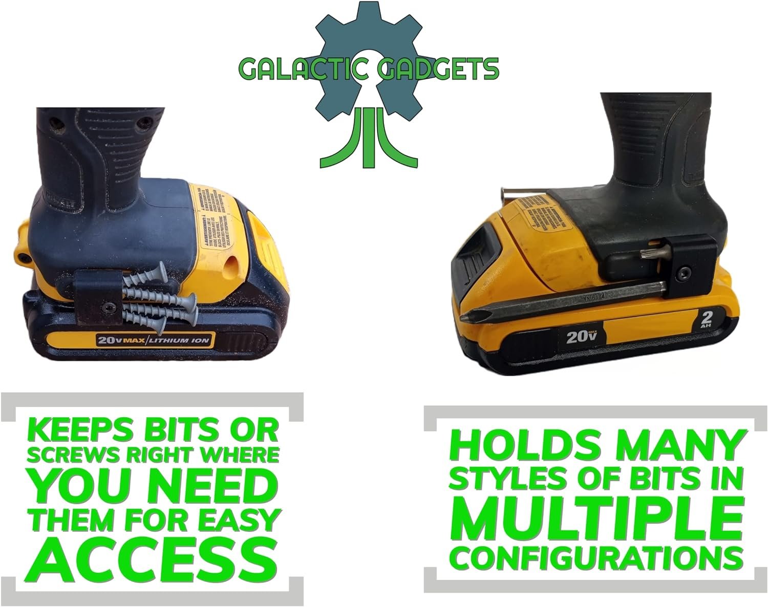 MAGNETIC Bit Holder for DEWALT 20V Drill or Craftsman V20 Drill - Side Mounted - Strong Magnets - Low Profile Design - Galactic Gadgets - Image 5