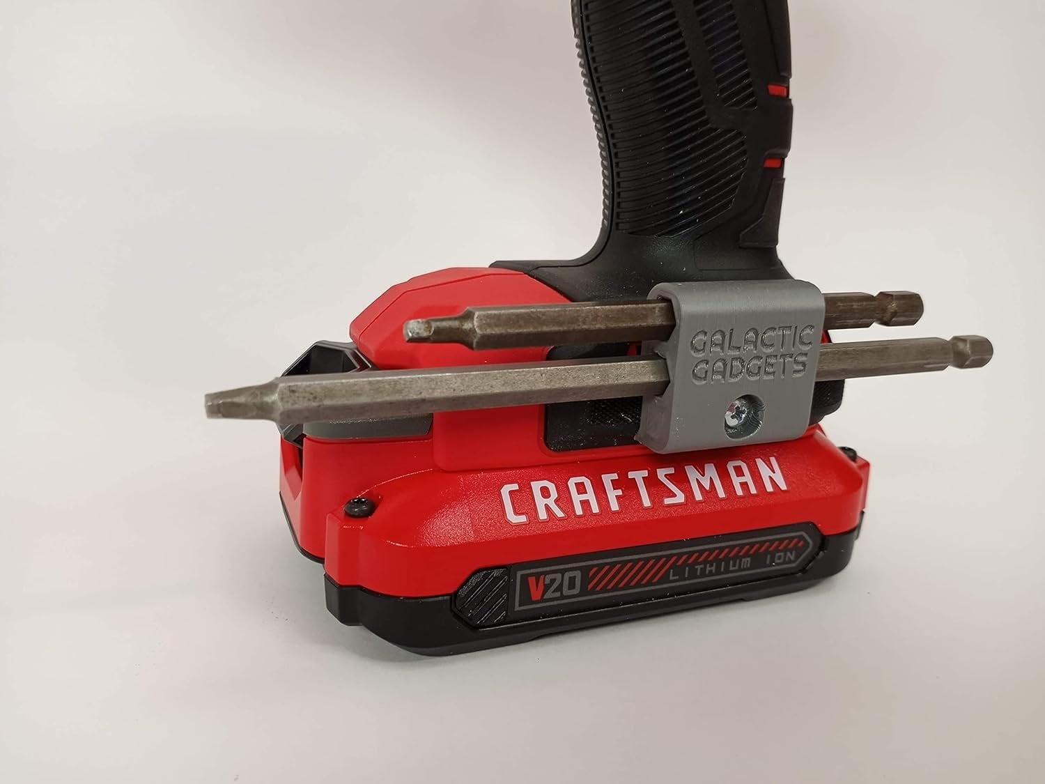 Side Mount MAGNETIC Bit Holder for Dewalt 20V or Craftsman V20 Drill or Driver - 2 Slot Pass Thru (Yellow) - Galactic Gadgets - Image 7