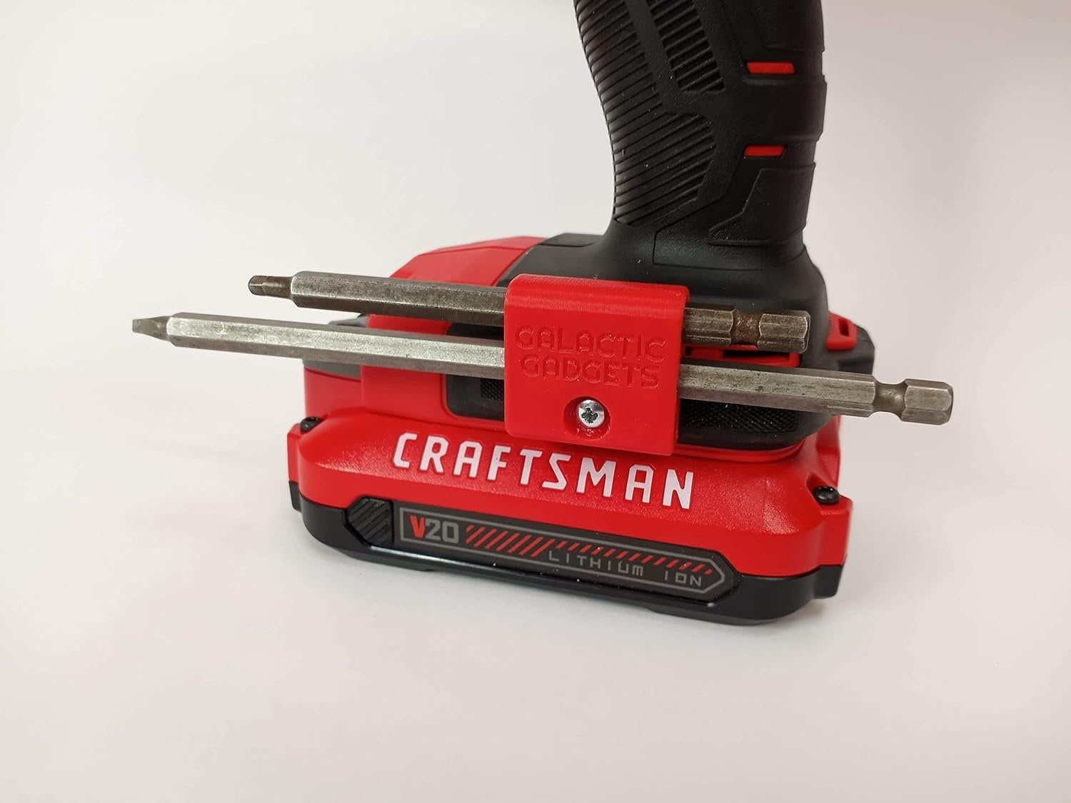 Side Mount MAGNETIC Bit Holder for Dewalt 20V or Craftsman V20 Drill or Driver - 2 Slot Pass Thru (Yellow) - Galactic Gadgets - Image 11