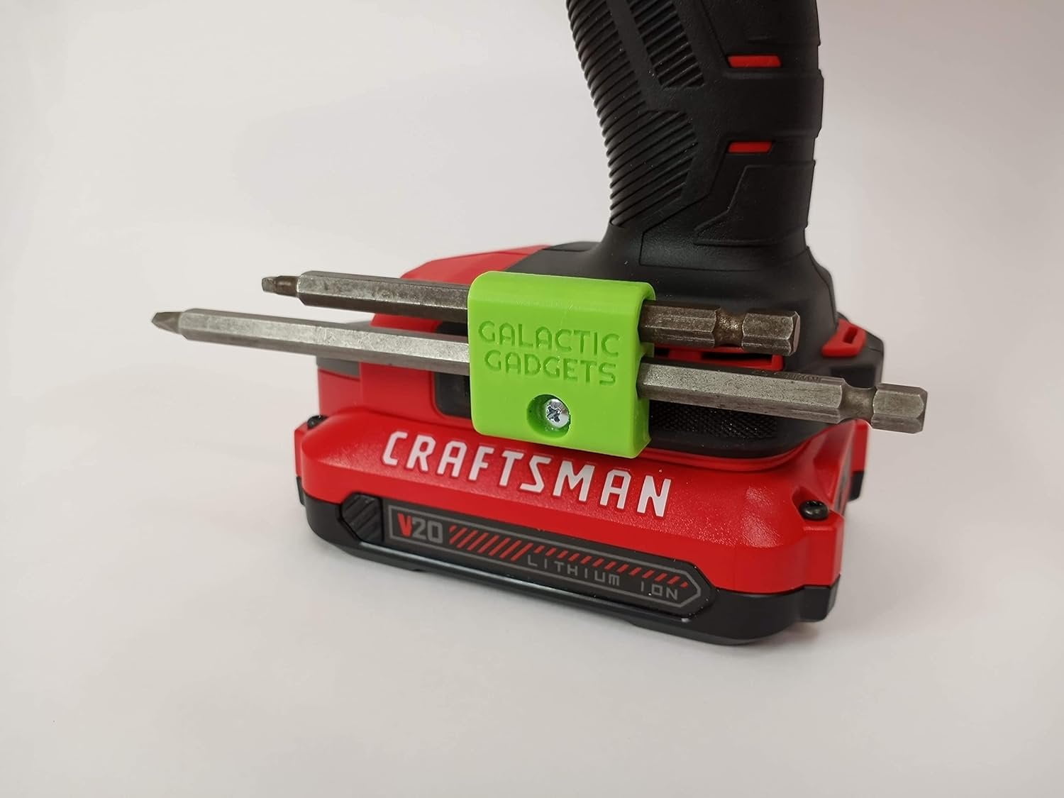 Side Mount MAGNETIC Bit Holder for Dewalt 20V or Craftsman V20 Drill or Driver - 2 Slot Pass Thru (Yellow) - Galactic Gadgets - Image 13