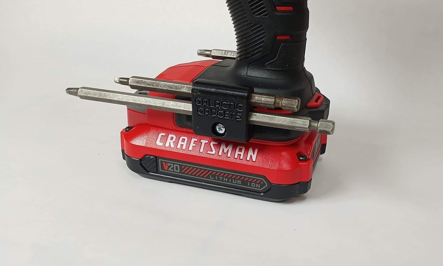 Side Mount MAGNETIC Bit Holder for Dewalt 20V or Craftsman V20 Drill or Driver - 2 Slot Pass Thru (Yellow) - Galactic Gadgets - Image 16