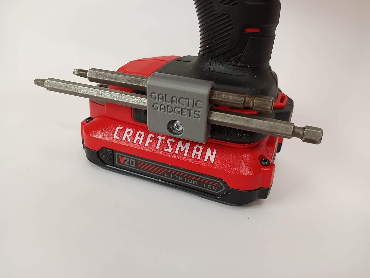 Side Mount MAGNETIC Bit Holder for Dewalt 20V or Craftsman V20 Drill or Driver - 2 Slot Pass Thru (Yellow) - Galactic Gadgets - Image 17