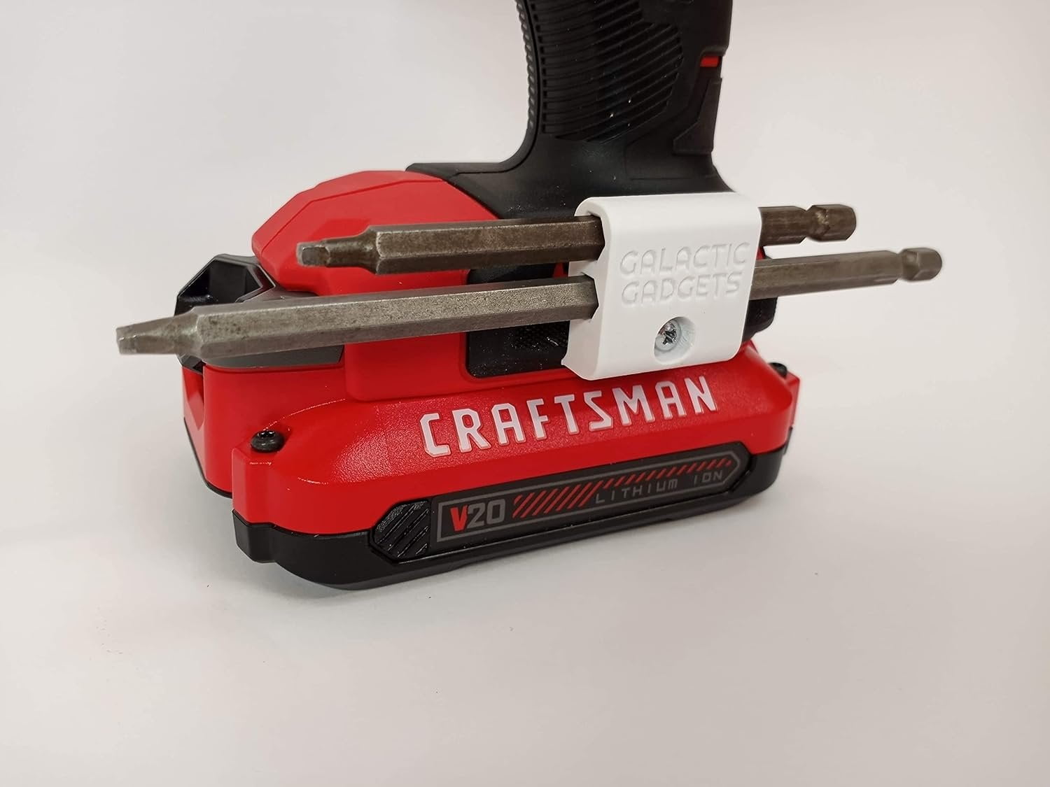 Side Mount MAGNETIC Bit Holder for Dewalt 20V or Craftsman V20 Drill or Driver - 2 Slot Pass Thru (Yellow) - Galactic Gadgets - Image 18