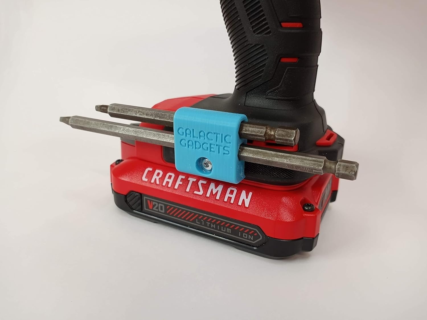 Side Mount MAGNETIC Bit Holder for Dewalt 20V or Craftsman V20 Drill or Driver - 2 Slot Pass Thru (Yellow) - Galactic Gadgets - Image 19