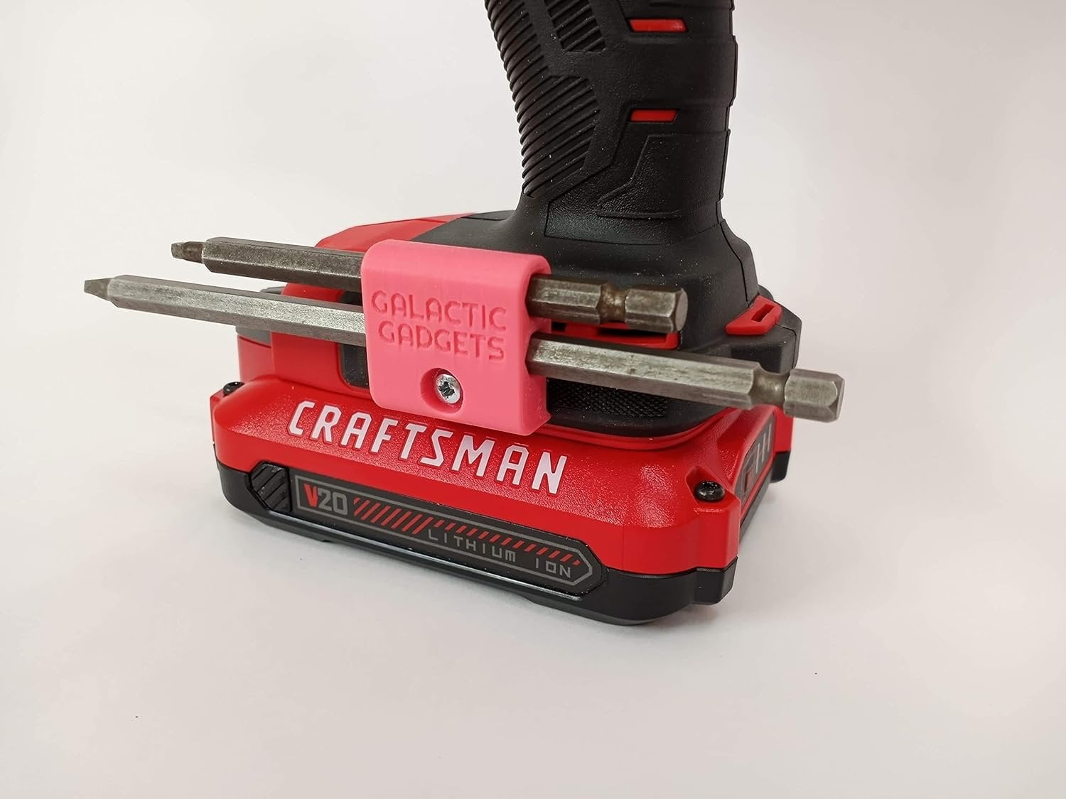 Side Mount MAGNETIC Bit Holder for Dewalt 20V or Craftsman V20 Drill or Driver - 2 Slot Pass Thru (Yellow) - Galactic Gadgets - Image 20