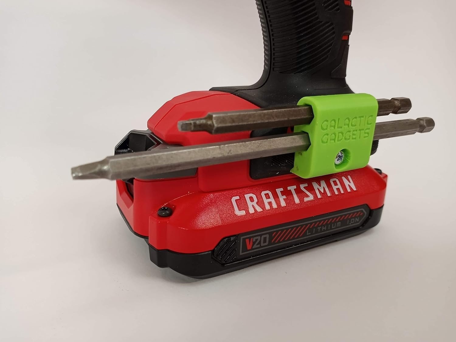 Side Mount MAGNETIC Bit Holder for Dewalt 20V or Craftsman V20 Drill or Driver - 2 Slot Pass Thru (Yellow) - Galactic Gadgets - Image 23