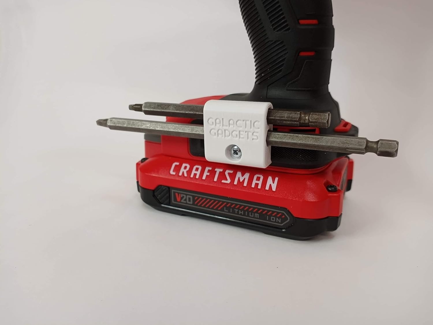 Side Mount MAGNETIC Bit Holder for Dewalt 20V or Craftsman V20 Drill or Driver - 2 Slot Pass Thru (Yellow) - Galactic Gadgets - Image 28