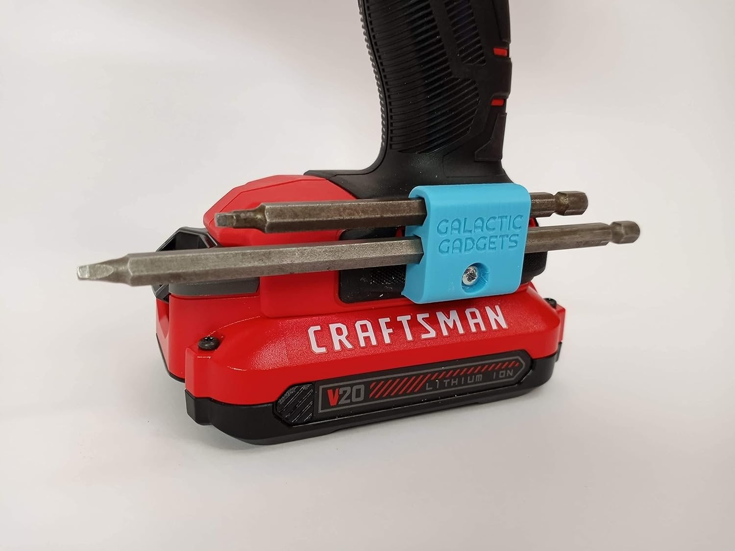 Side Mount MAGNETIC Bit Holder for Dewalt 20V or Craftsman V20 Drill or Driver - 2 Slot Pass Thru (Yellow) - Galactic Gadgets - Image 29