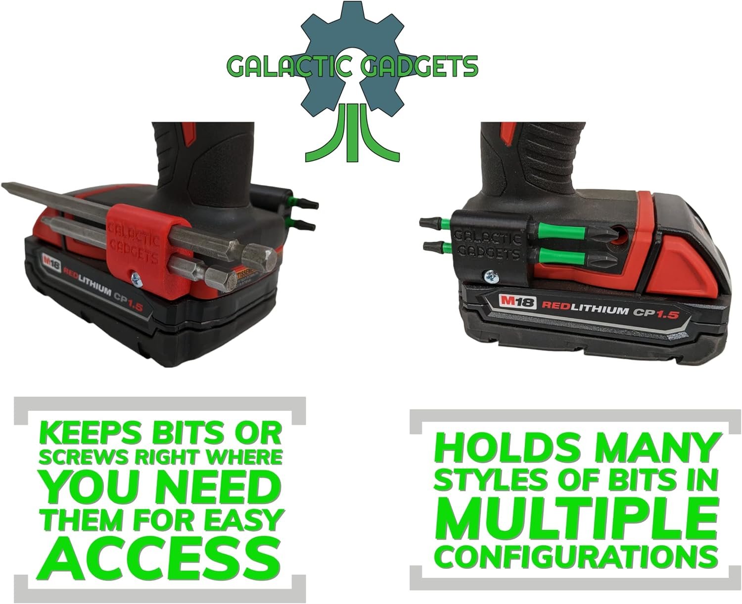 MAGNETIC Bit Holder for Milwaukee M18 Drill - Side Mounted - Strong Magnets - Low Profile Design - Galactic Gadgets (Orange) - Image 27