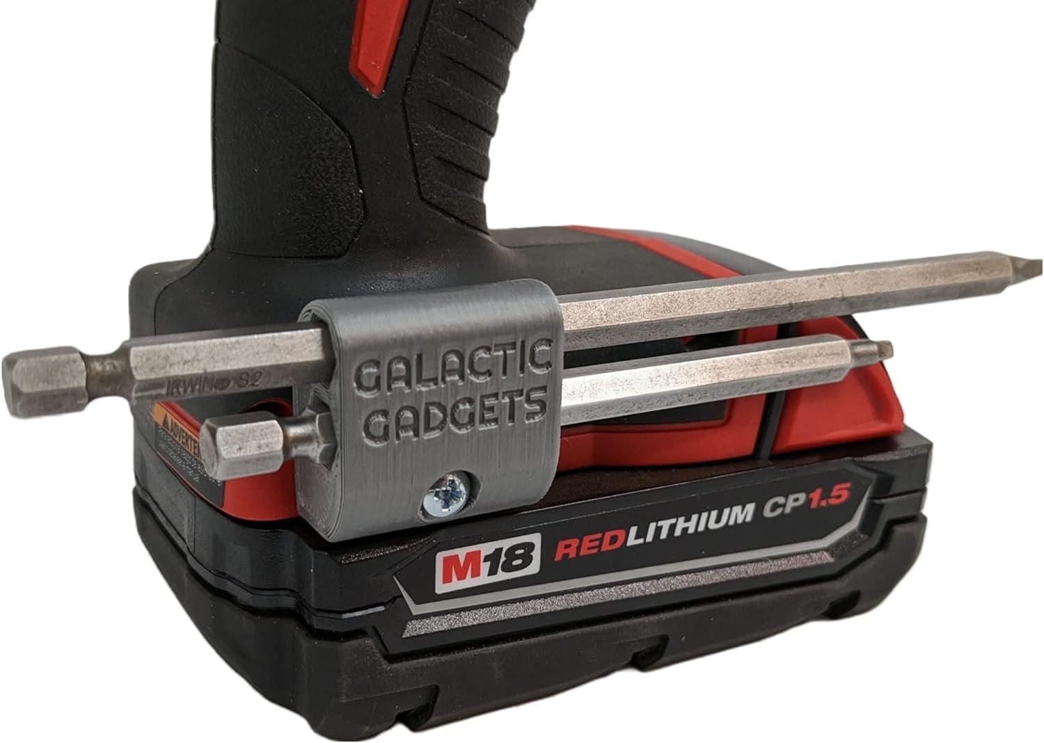 MAGNETIC Bit Holder for Milwaukee M18 Drill - Side Mounted - Strong Magnets - Low Profile Design - Galactic Gadgets (Orange)